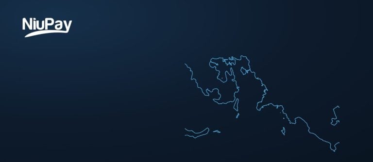 NiuPay graphic: the Port Moresby coastline on navy